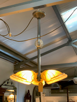 Art Deco three shade ceiling light