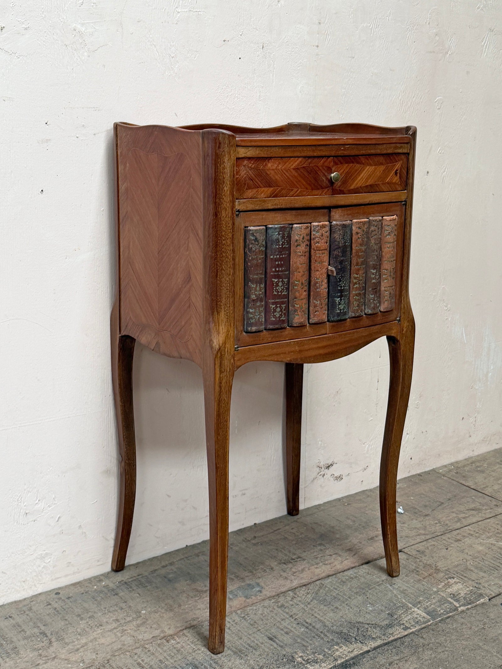 Book fronted bedside cabinet