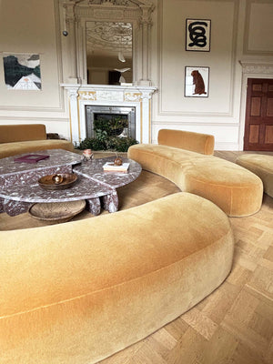 Sofa group in mohair velvet