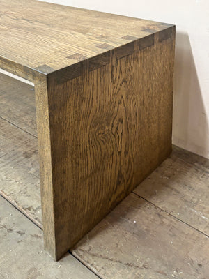 Deep seated bench with dovetail ends
