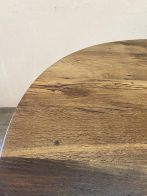 Tripod table with reclaimed oak top