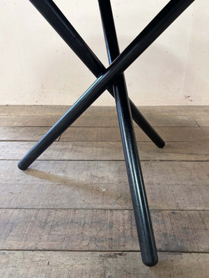Tripod table with reclaimed oak top
