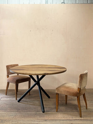 Tripod table with reclaimed oak top