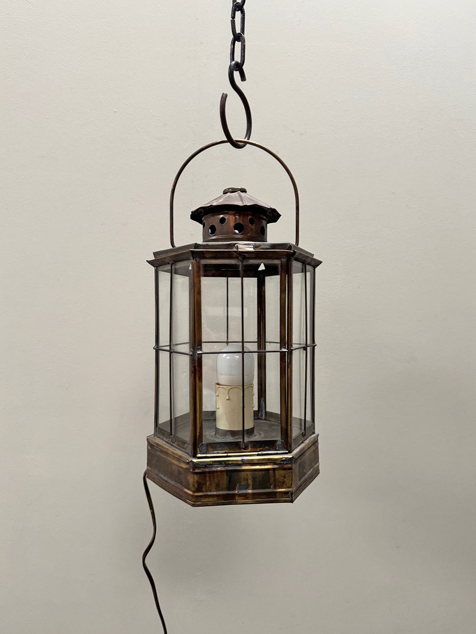 Brass and glass lantern