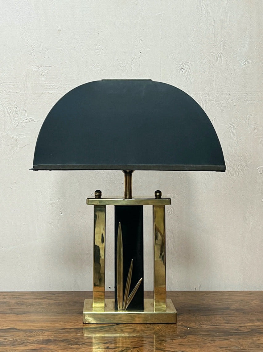 Brass lamp with black shade