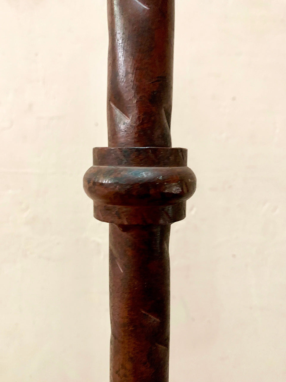 Burgundy coloured standard lamp