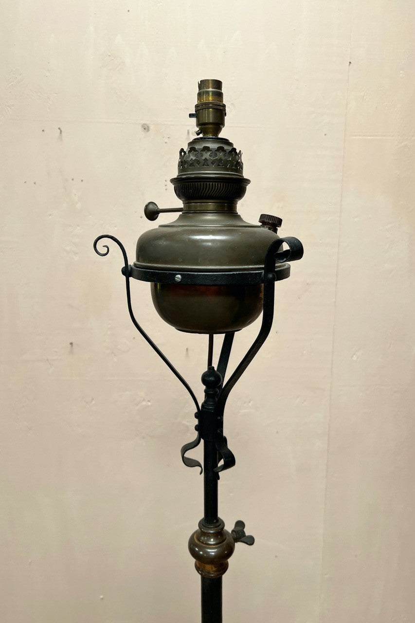 Scrolled iron standing lamp