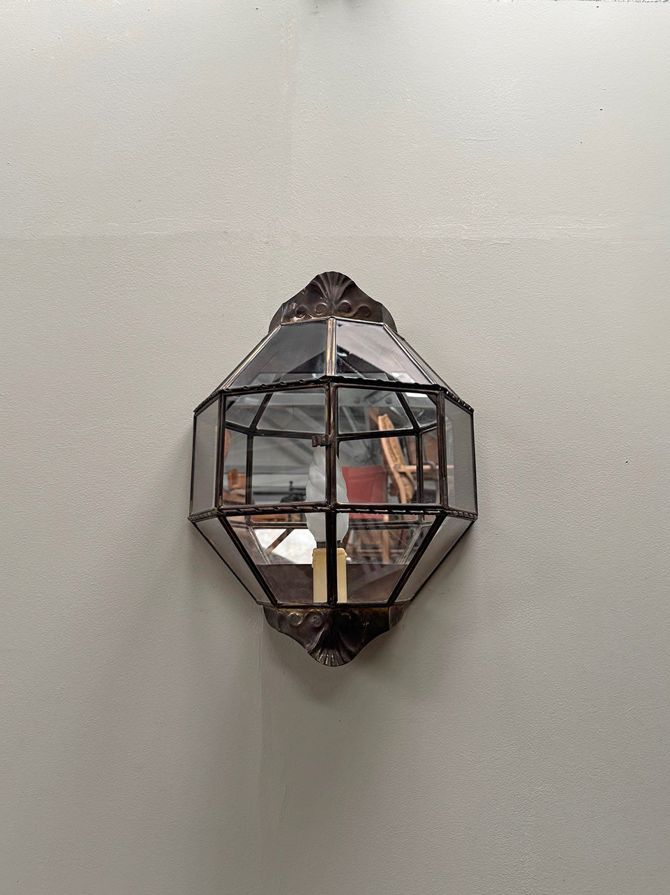 Wall hung mirrored lantern (inc. re-wiring)