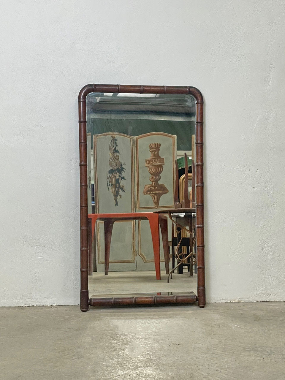Tall faux bamboo mirror