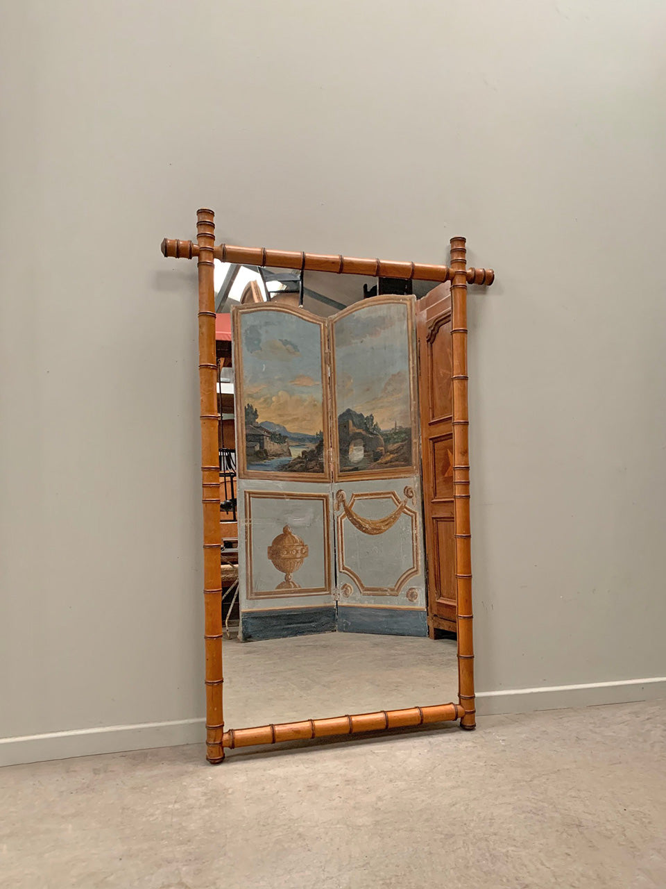 Dressing mirror in faux bamboo