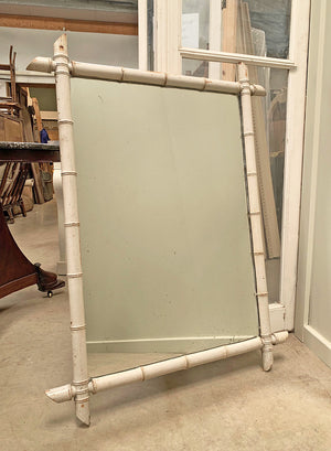 Tall chippy painted faux bamboo mirror