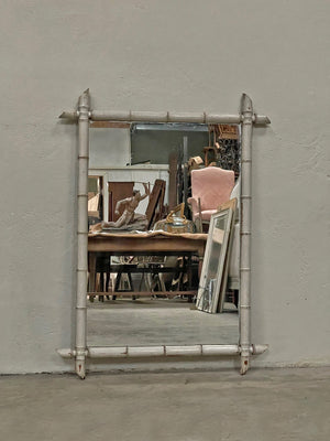 Grey faux bamboo mirror