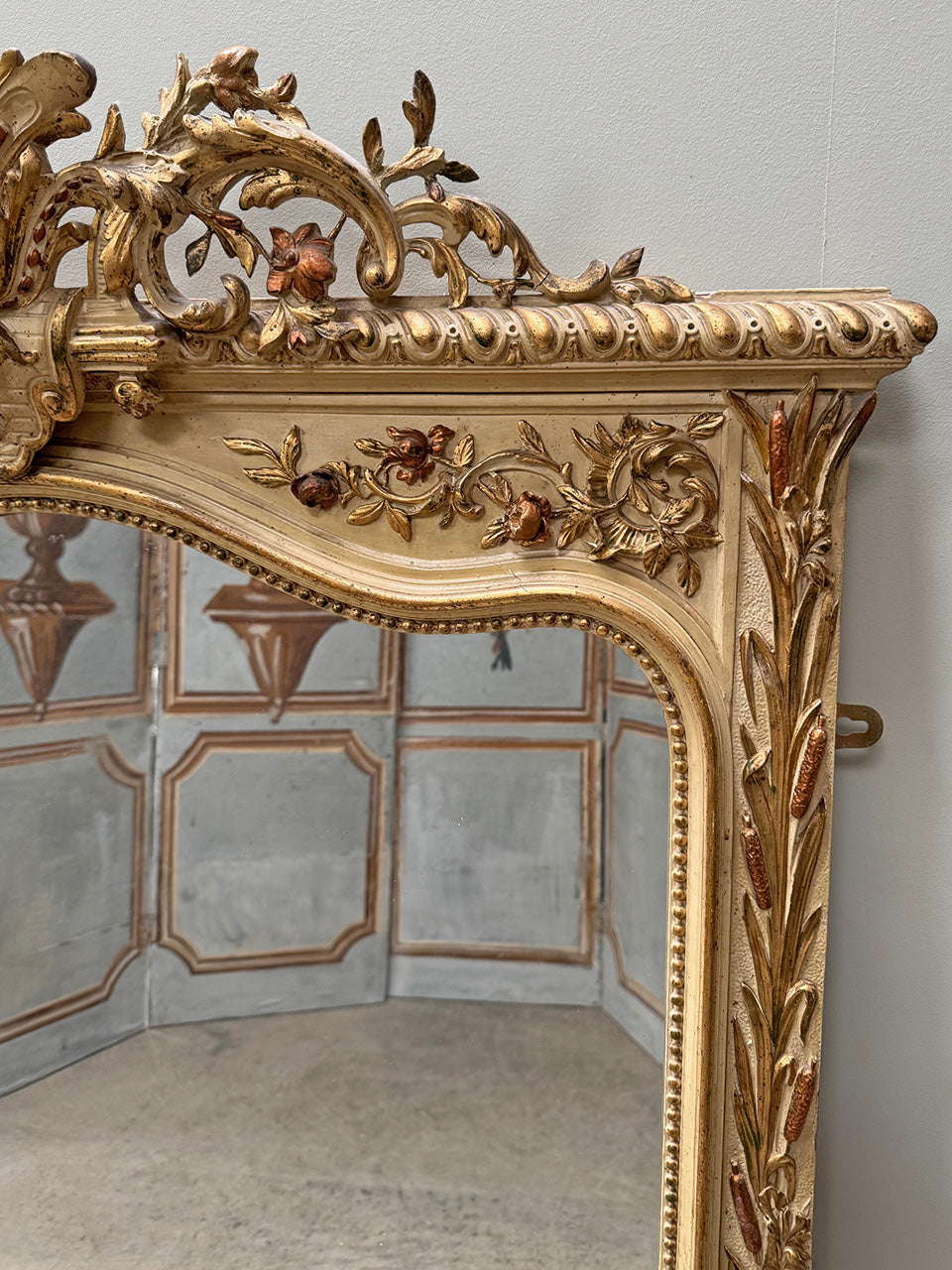 Pink and cream painted mirror