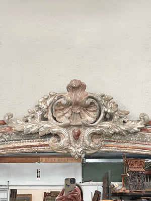 Large painted mirror with crest