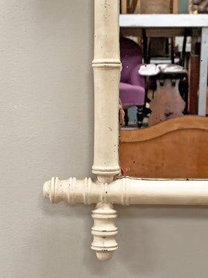 Cream painted faux bamboo mirror