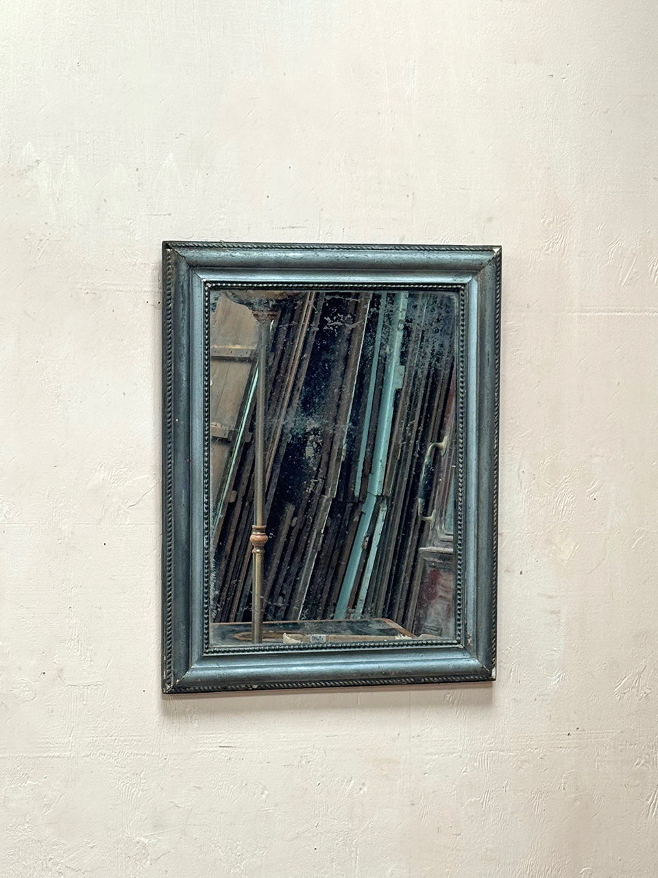 Graphite painted mirror with heavily foxed plate