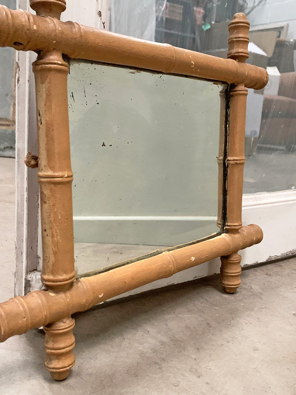 Small faux bamboo mirror