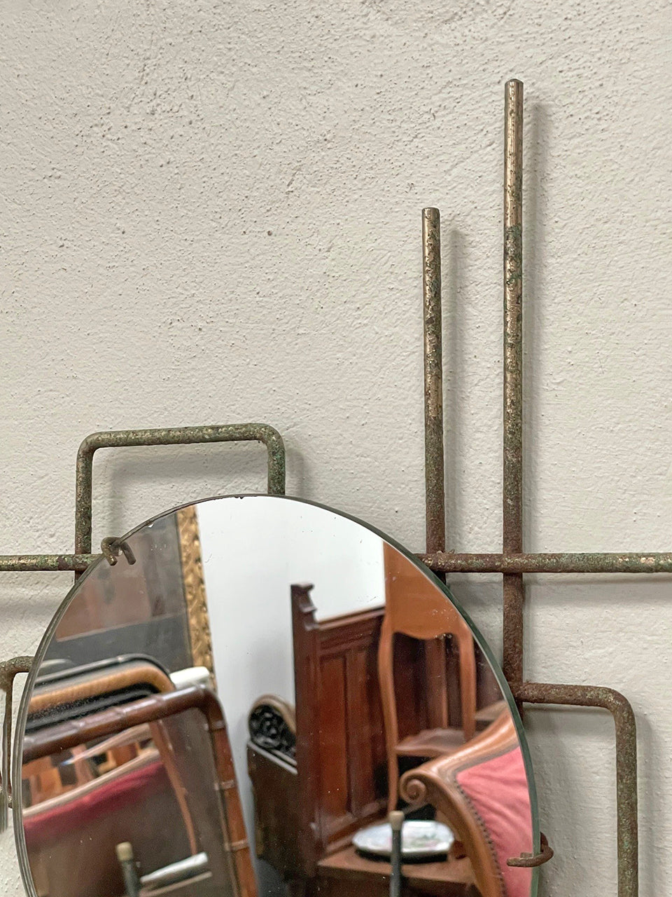 Mid century round mirror