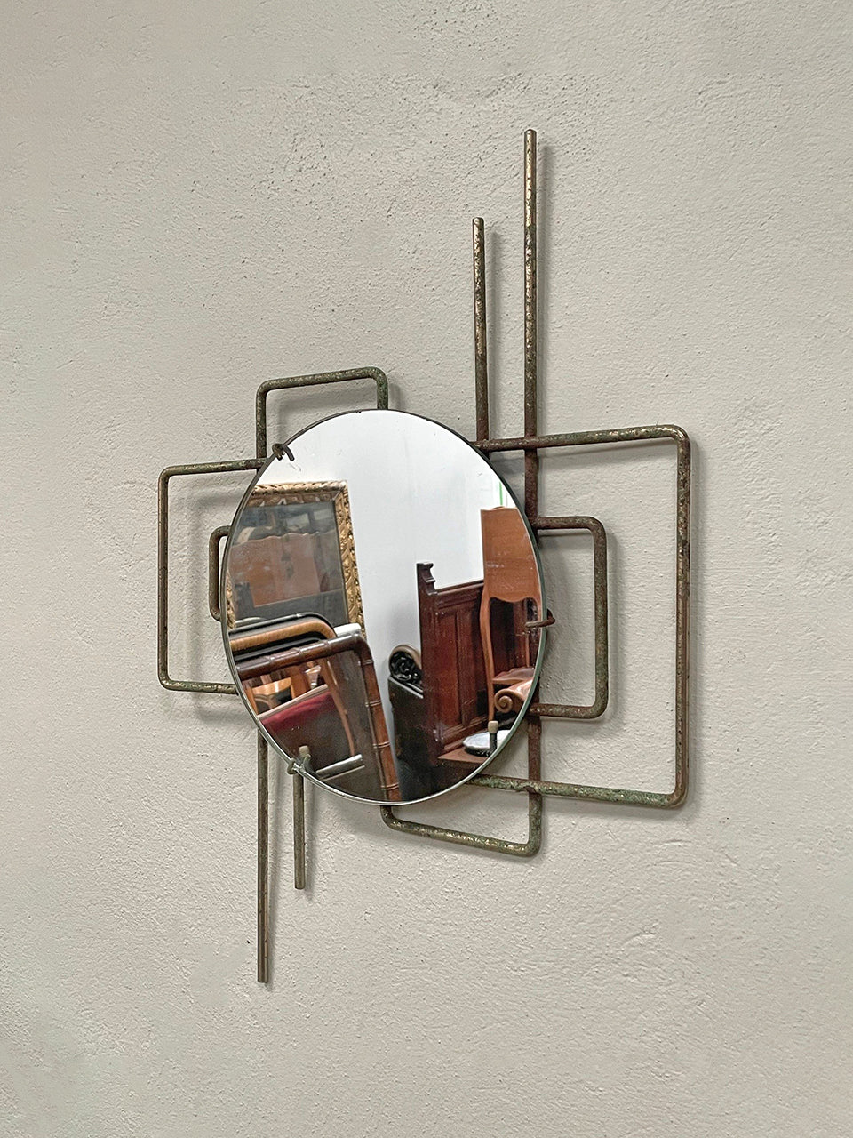 Mid century round mirror