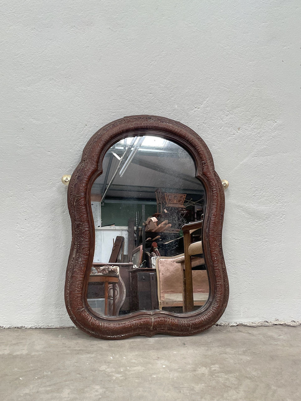 Leather frame mirror