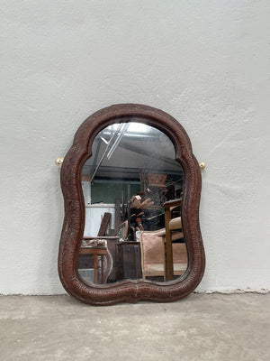 Leather frame mirror