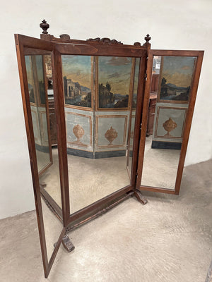 Large freestanding triptych mirror