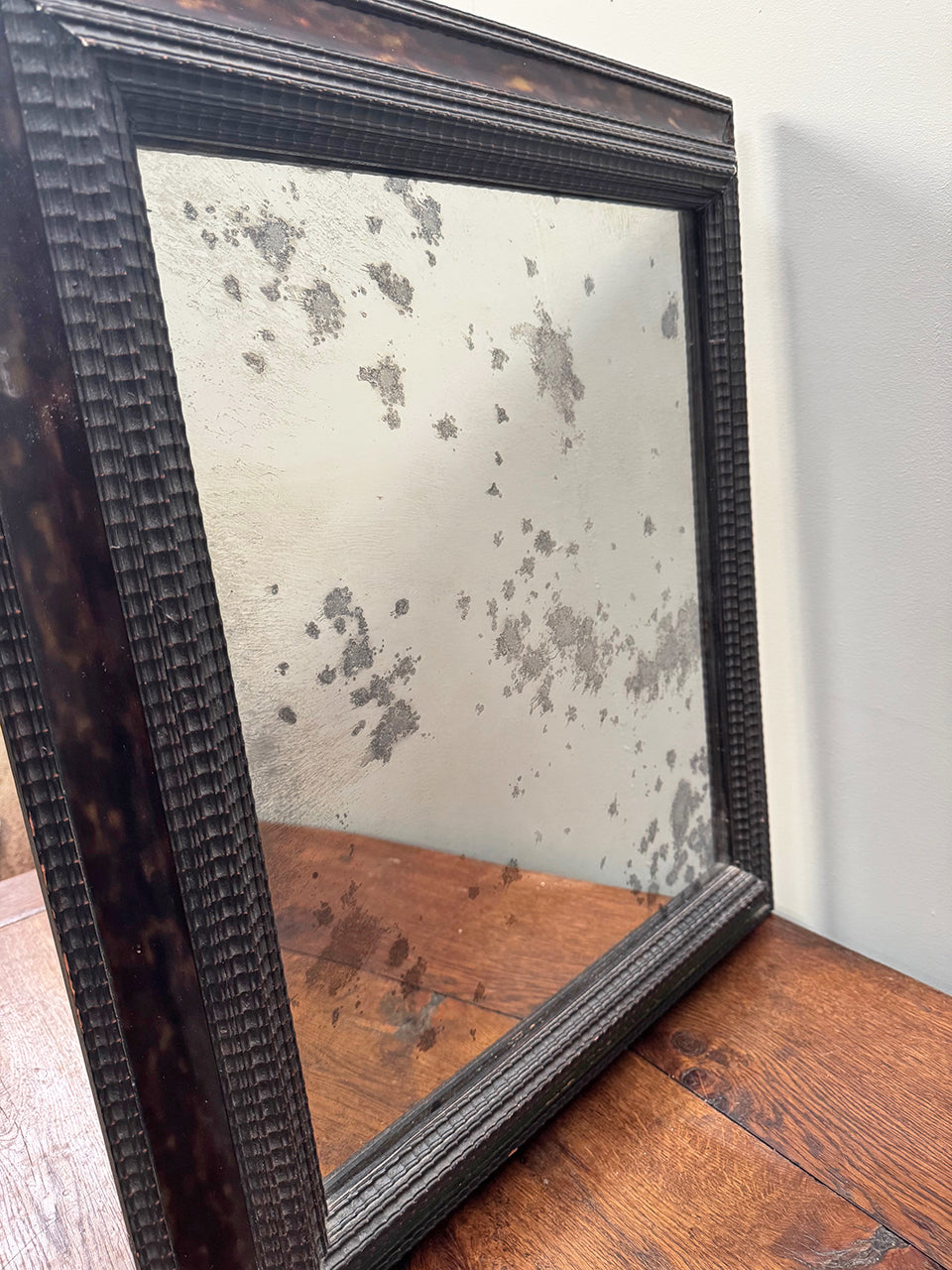 Ebonised reeded mirror