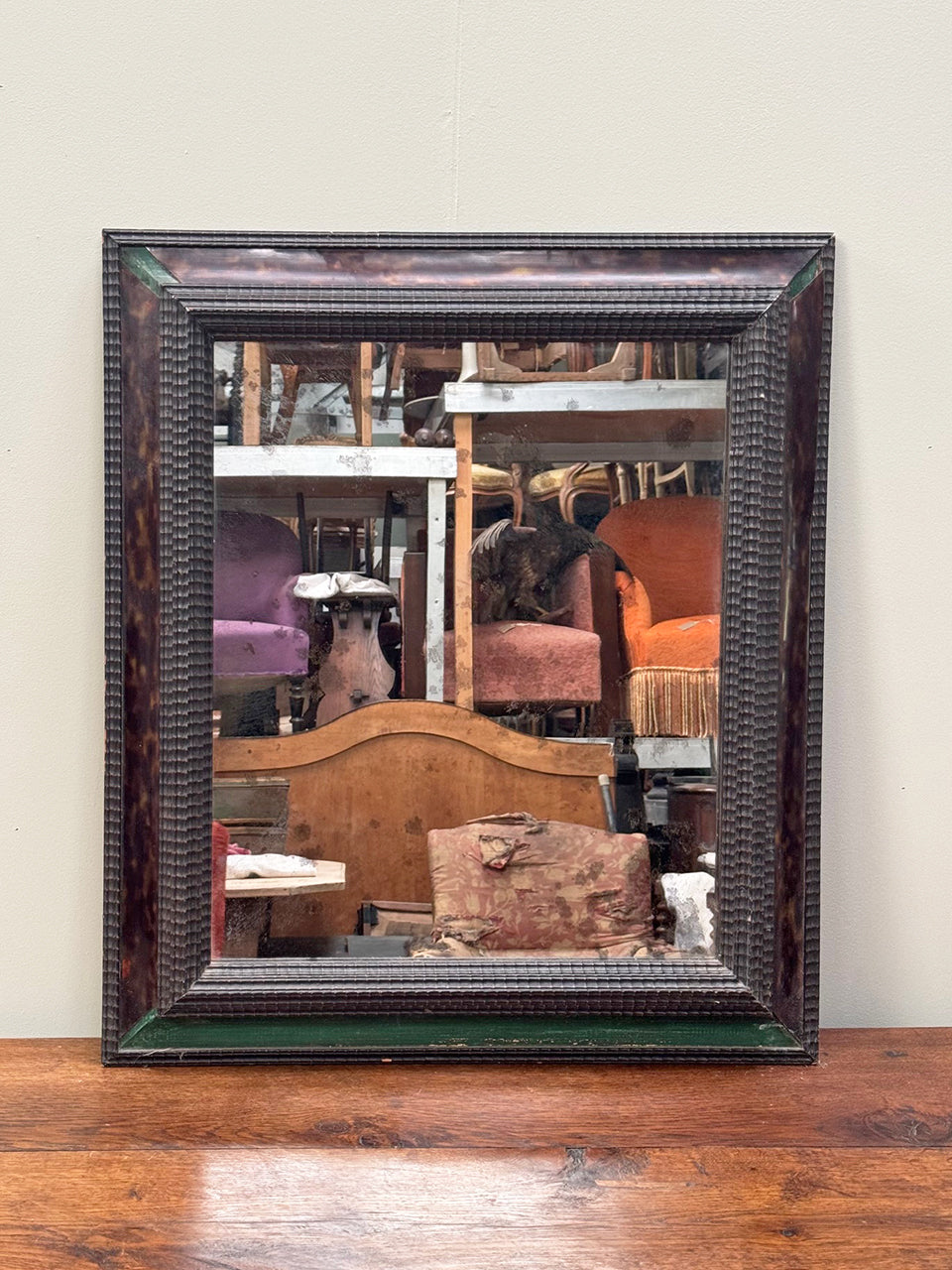 Ebonised reeded mirror