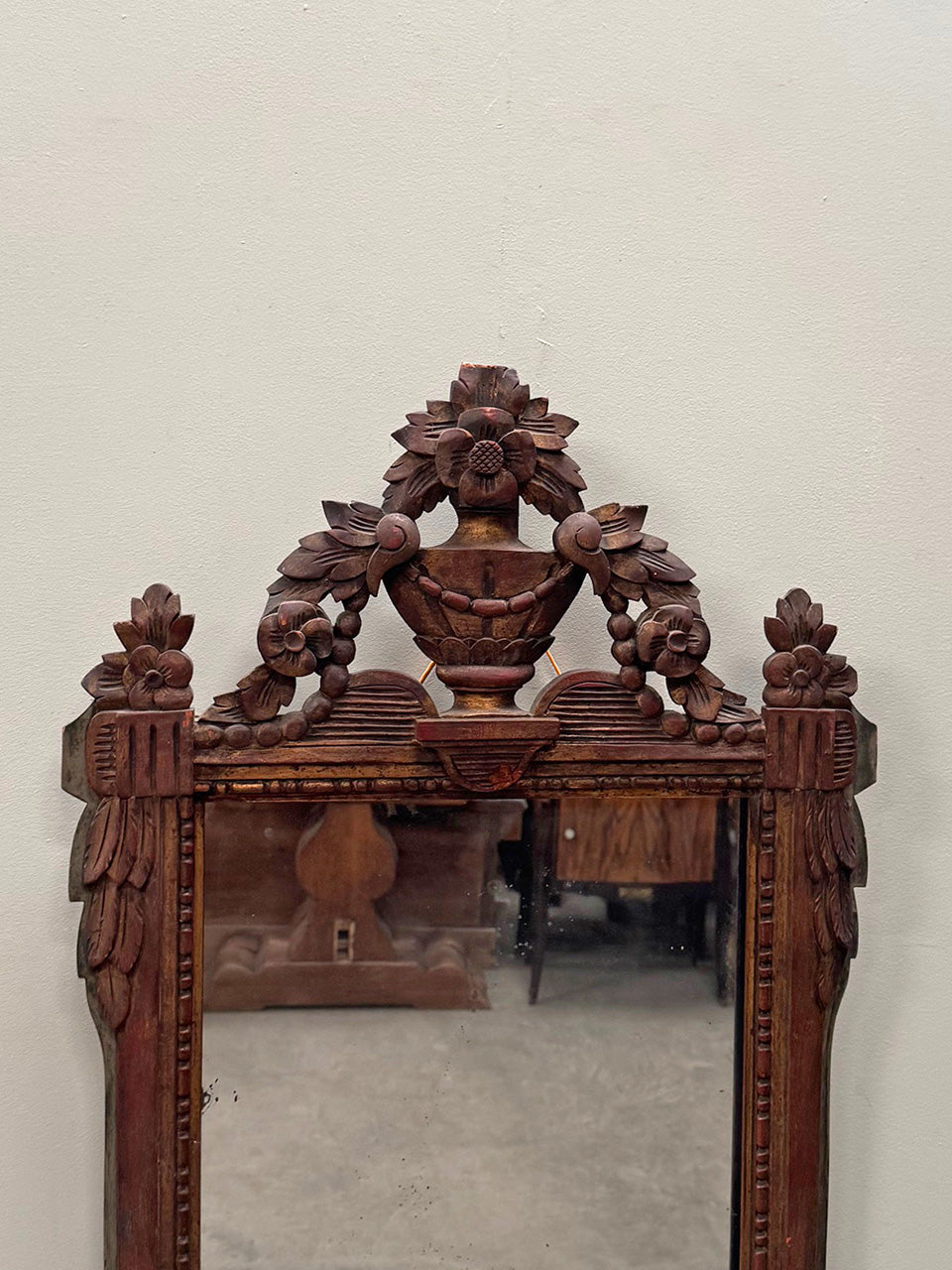 Carved wood mirror