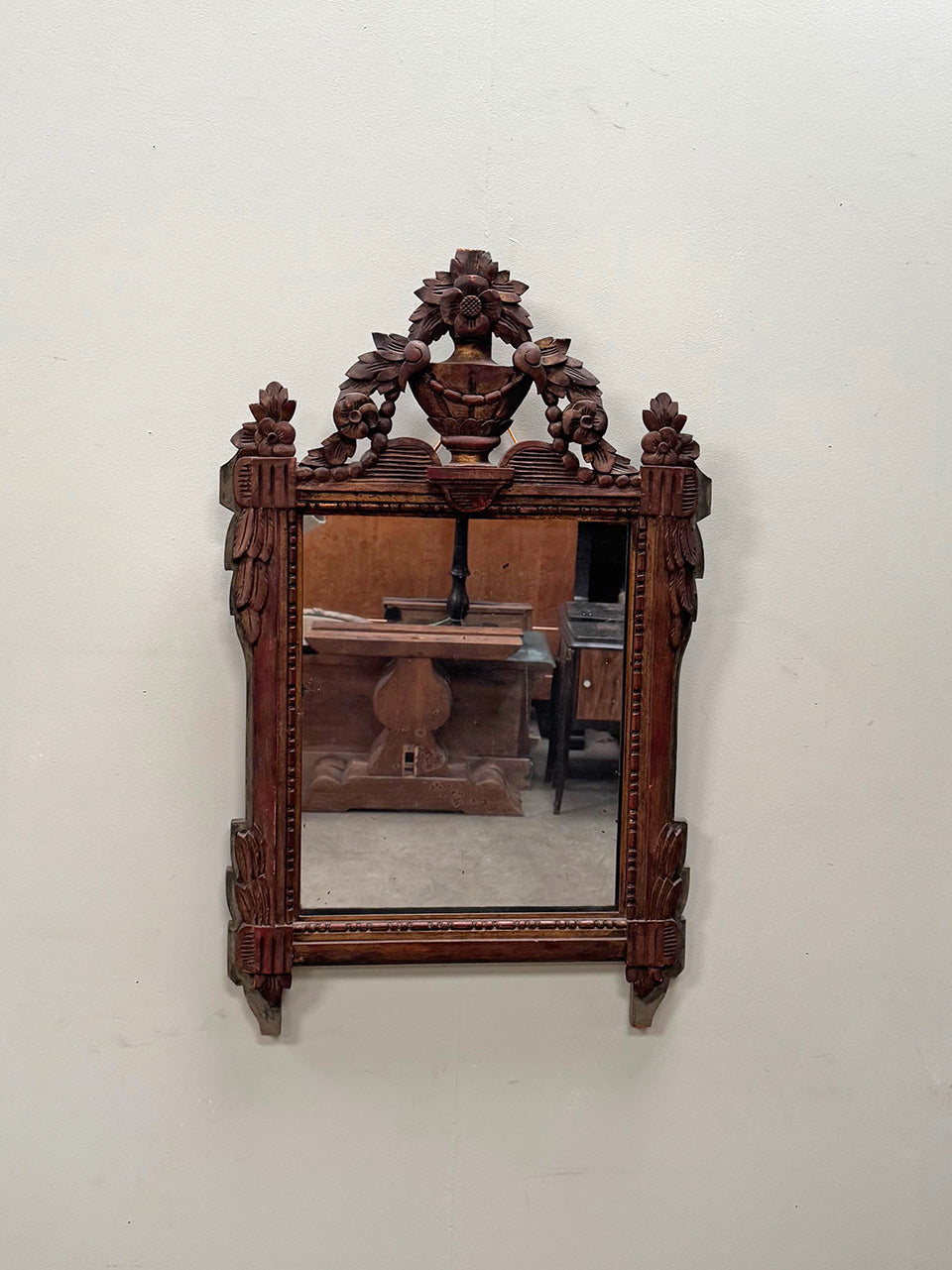 Carved wood mirror