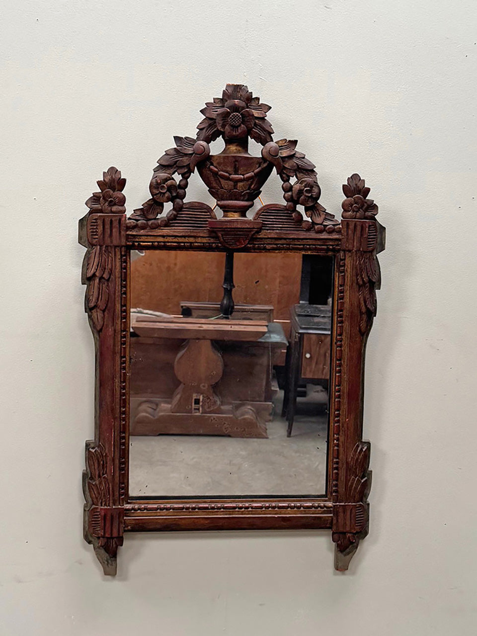 Carved wood mirror