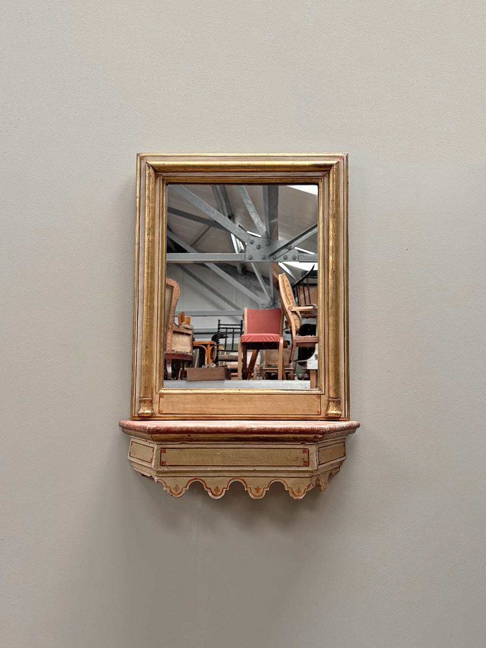 Painted mirror with shelf