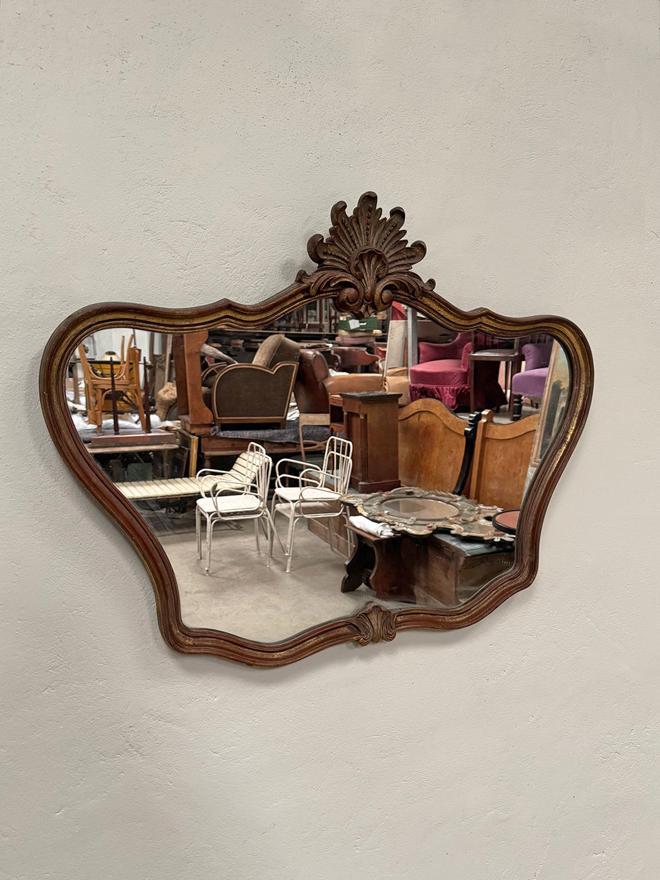 Crested overmantel mirror