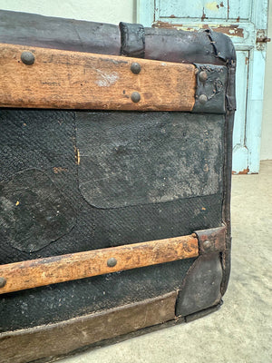Battered leather trunk