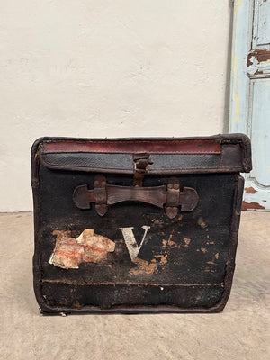 Battered leather trunk
