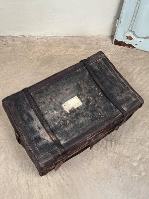 Battered leather trunk