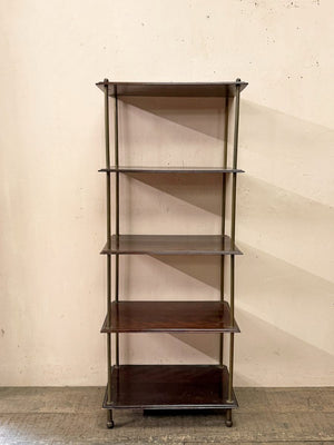 Brass and timber shelves
