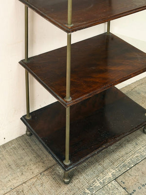 Brass and timber shelves