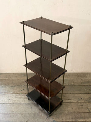 Brass and timber shelves