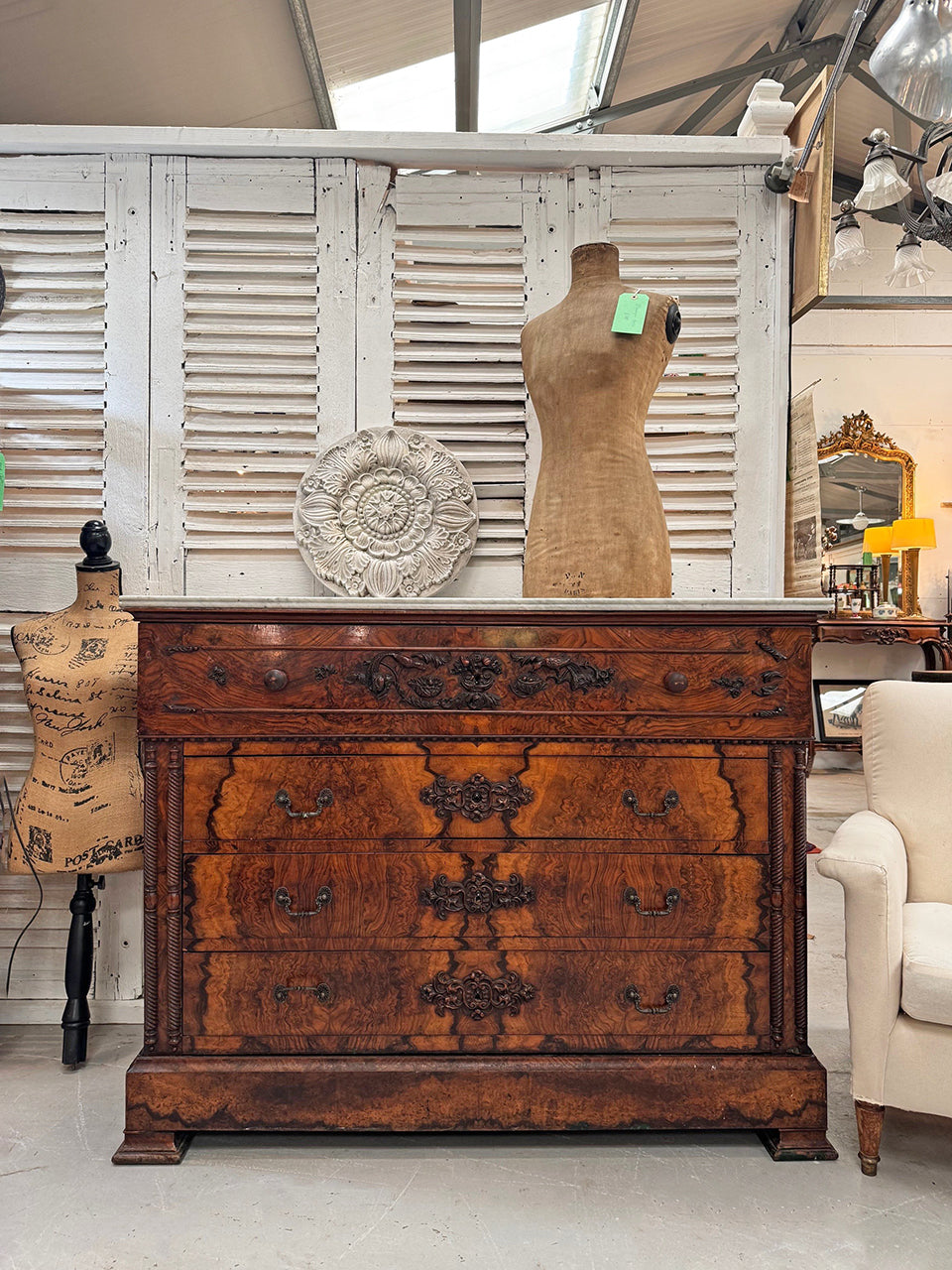 Marble top chest of drawers