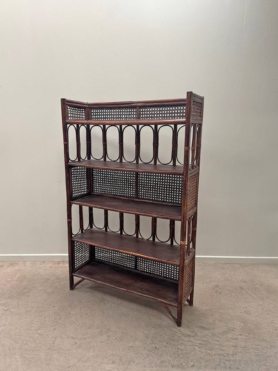 Large caned shelves