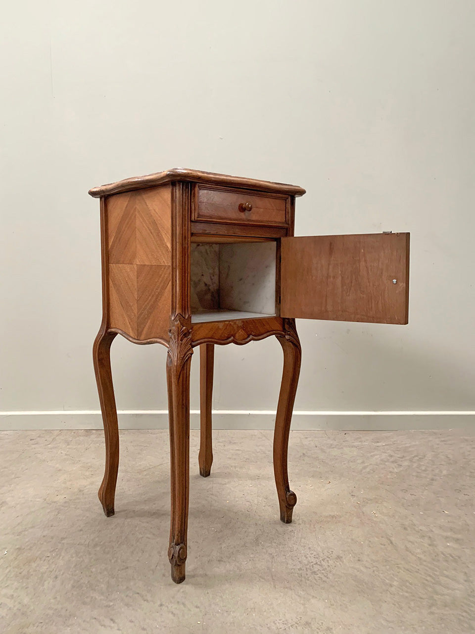 Walnut veneered single chevet
