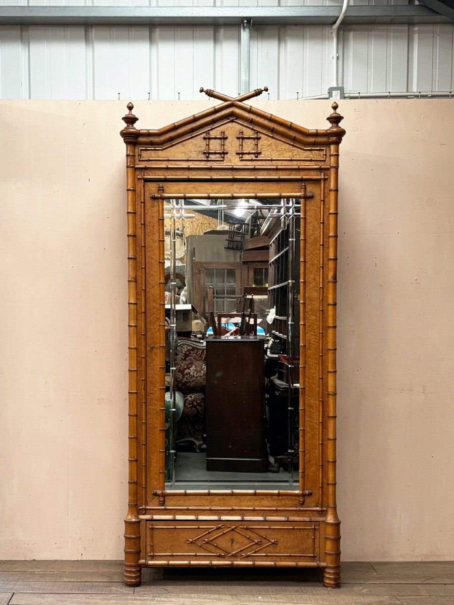 Faux bamboo mirrored cupboard (Reserved)
