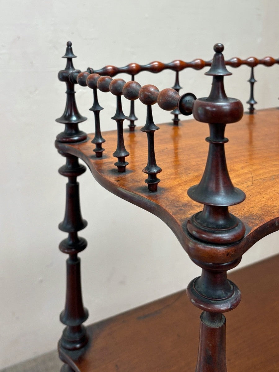 Mahogany spindle shelves