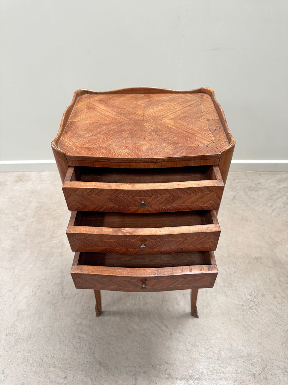 Marquetry bedside cabinet