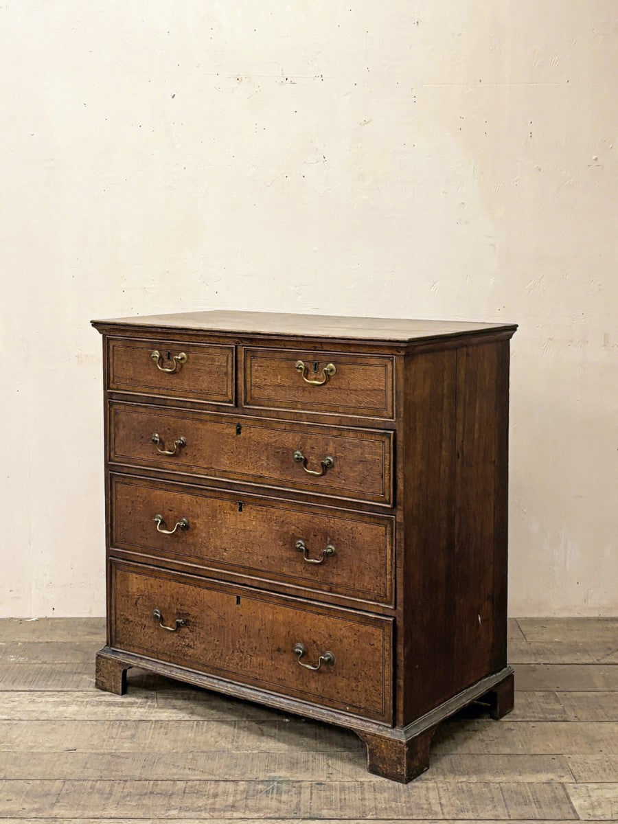 Oak and walnut chest of drawers
