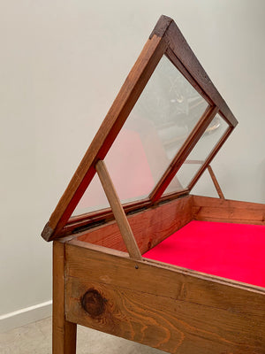 Pitch pine display cabinet