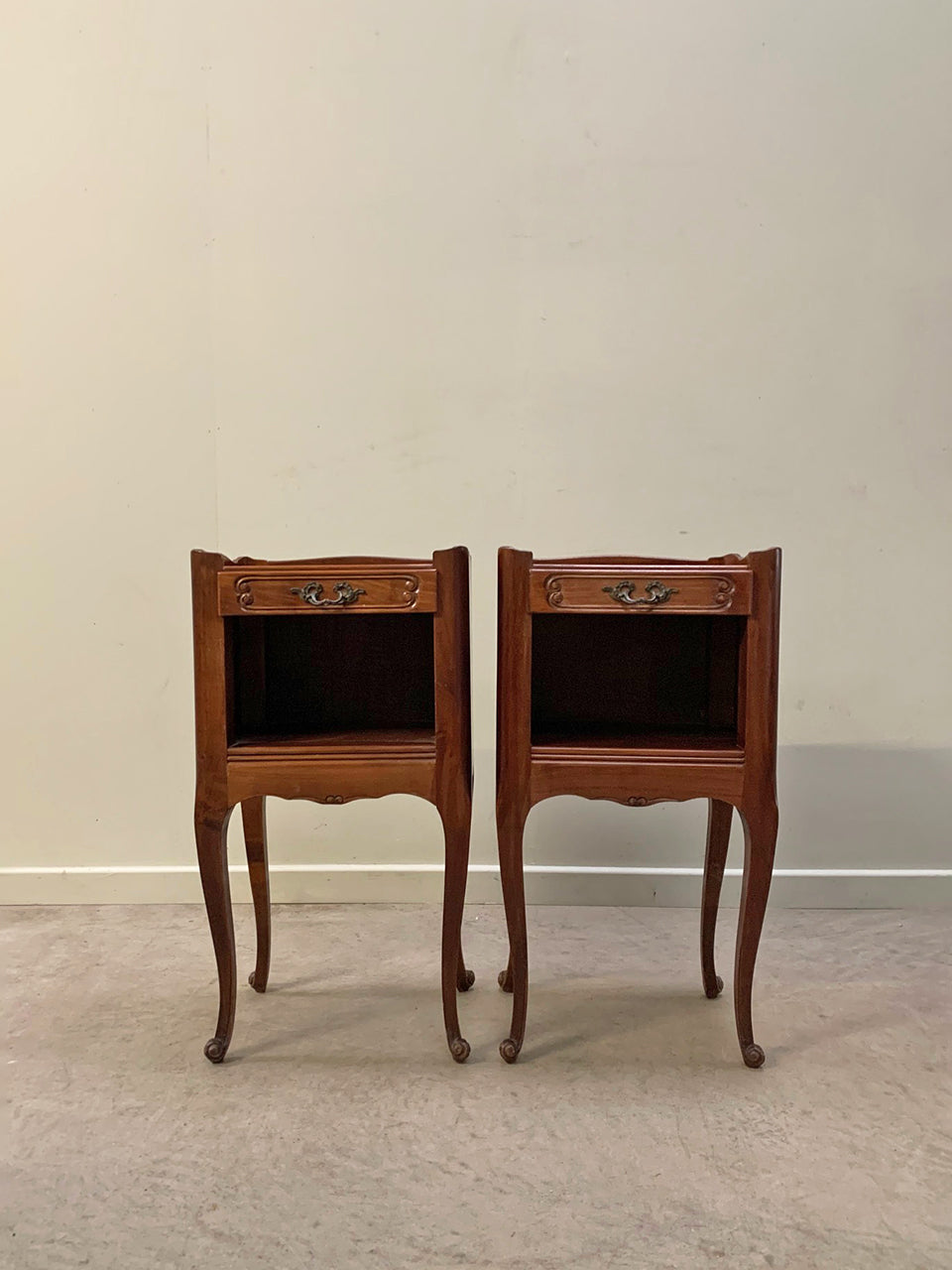 Pair of open bedside cabinets