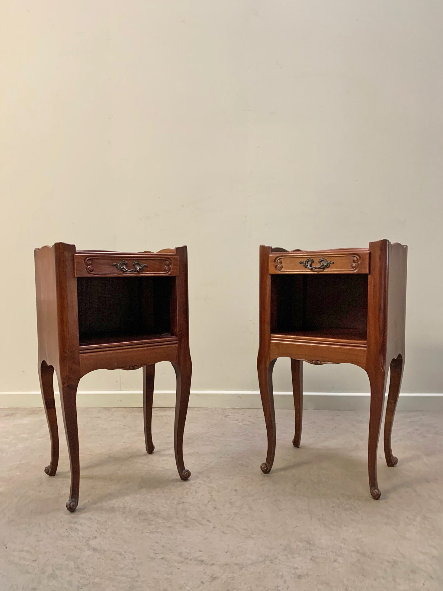 Pair of open bedside cabinets