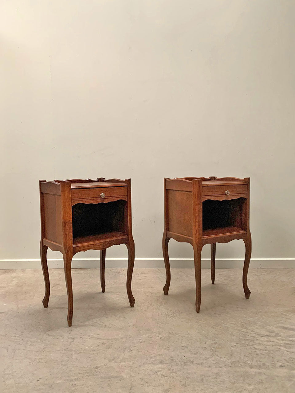 Pair of cabriole leg chevets